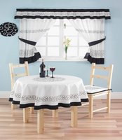 View Item Kitchen Curtains with Tie Backs Black 'Deco' (46 x 42in)